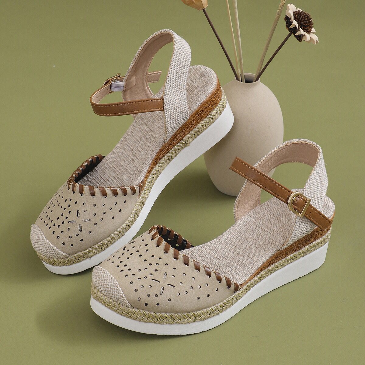 Women's Hemp Rope Platform Wedge Shoes