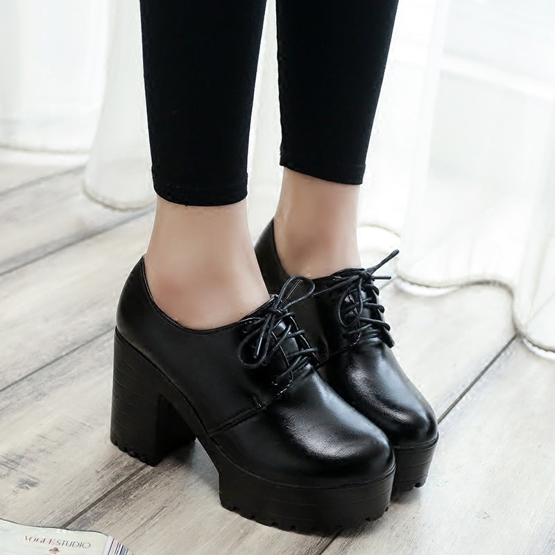 Women's Platform Lace-Up Block Platforms Heels