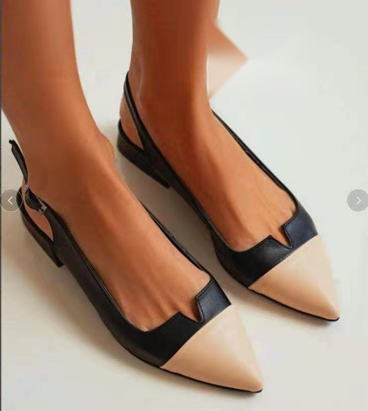 Women's Pointed-Toe Color Block Low-Heel Flats