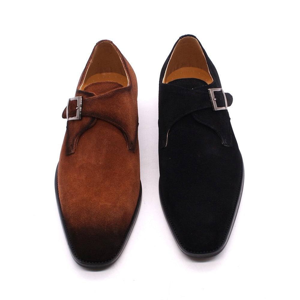 Men's Suede Handmade Monk Strap Shoes