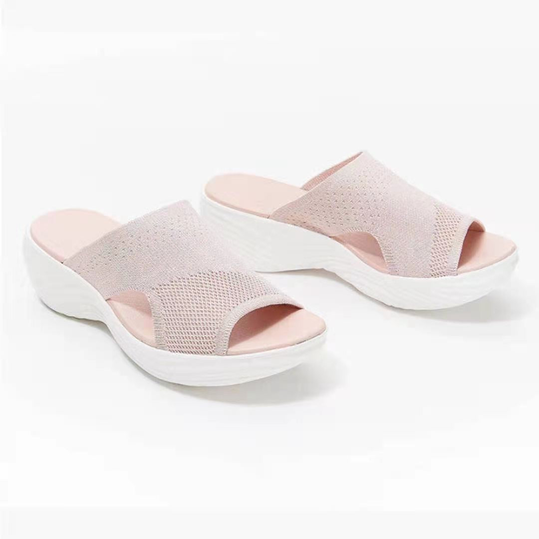 Women's Flat Bottom Fish Mouth Mesh Slippers
