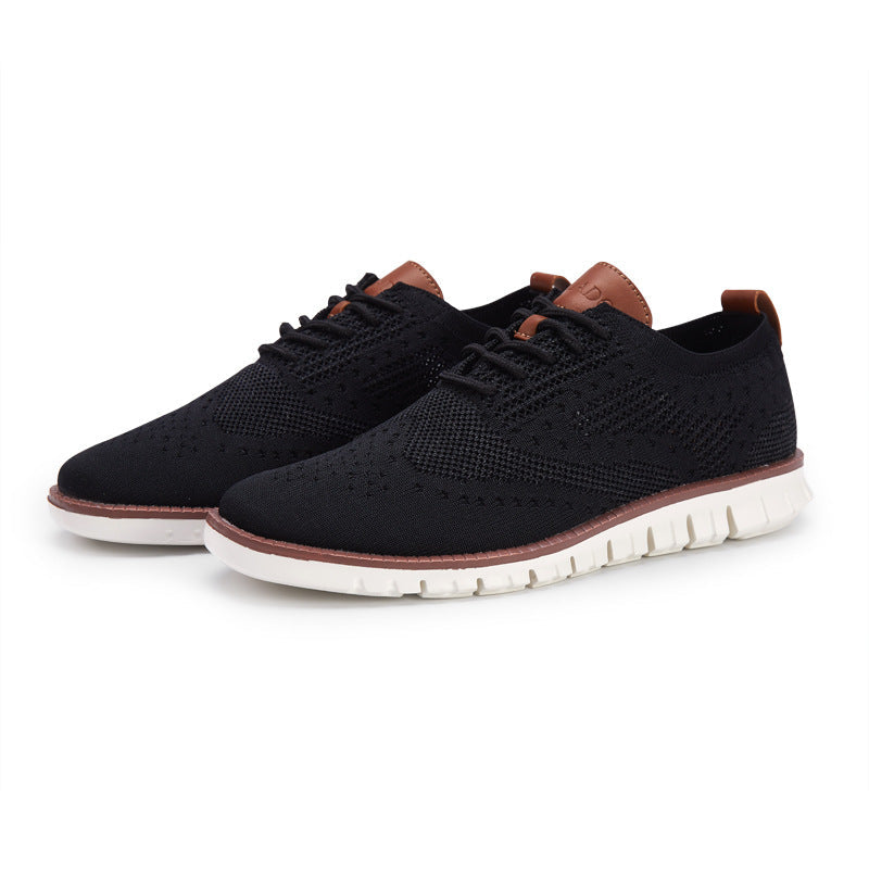Men's Knitted Lace-Up Casual Sneakers