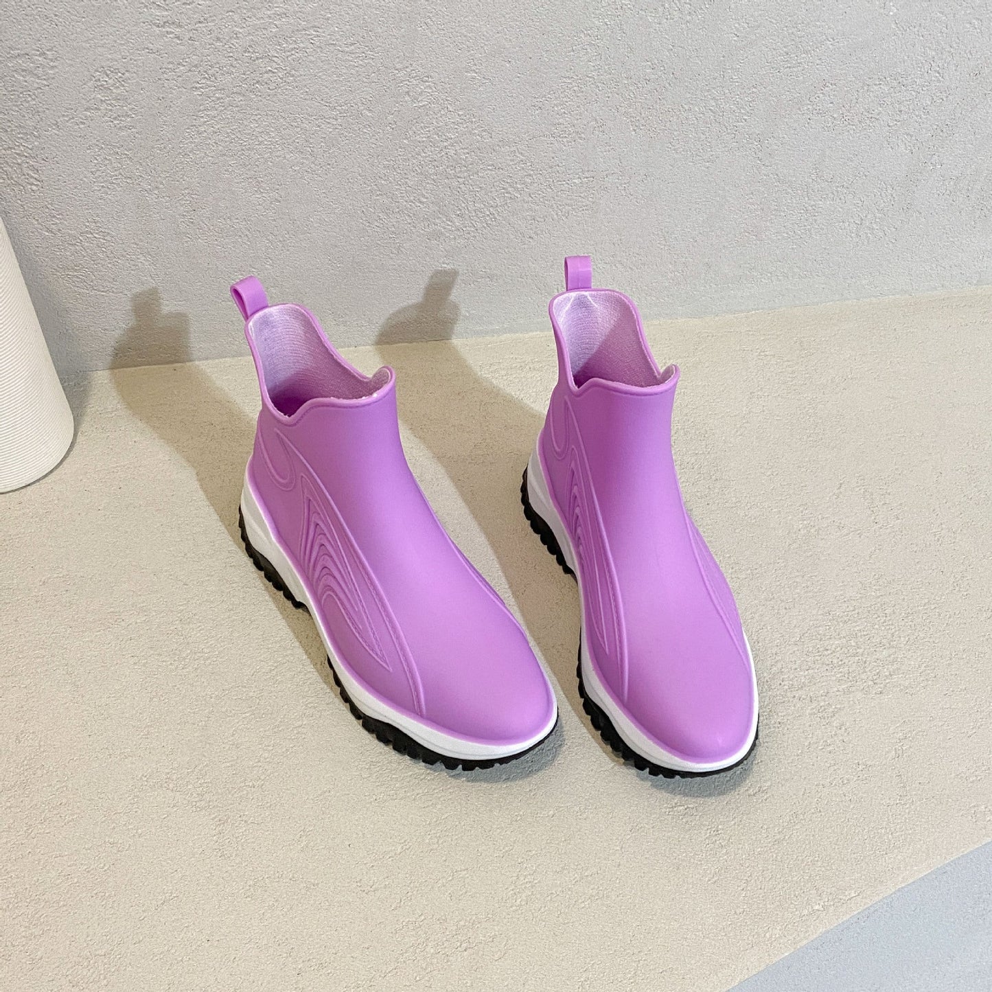 Women's Color Blocking Thick Sole Low Top Rain Boots