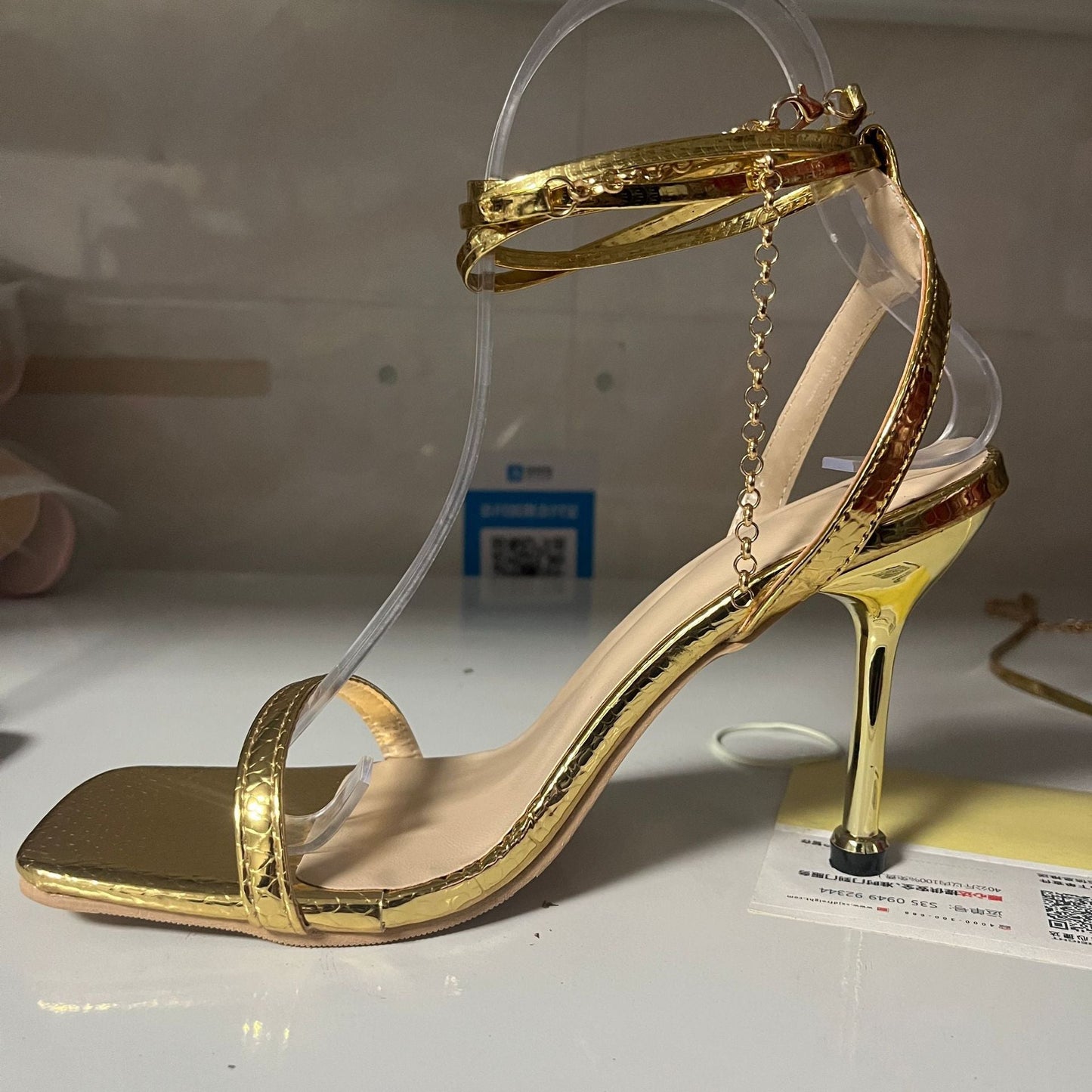 Women's Solid Color Ankle Ring High Heels
