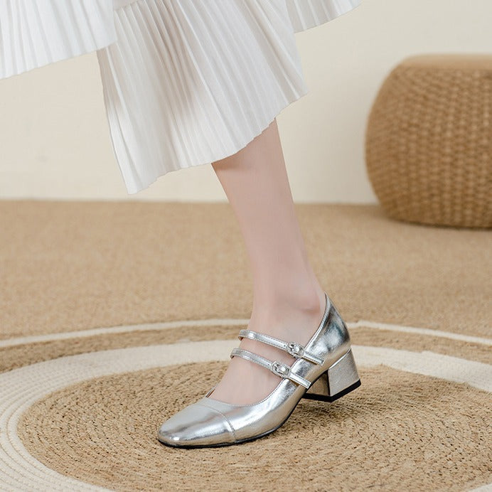 Women's Square-Toe Chunky Heel Mary Jane