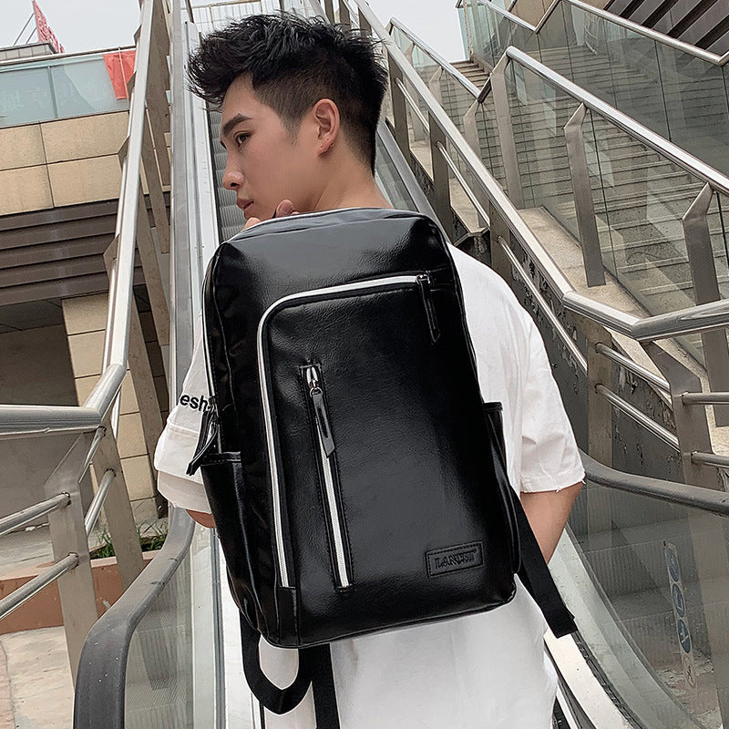 Men's PU Leather Business Casual Travel Backpack Travel Backpack
