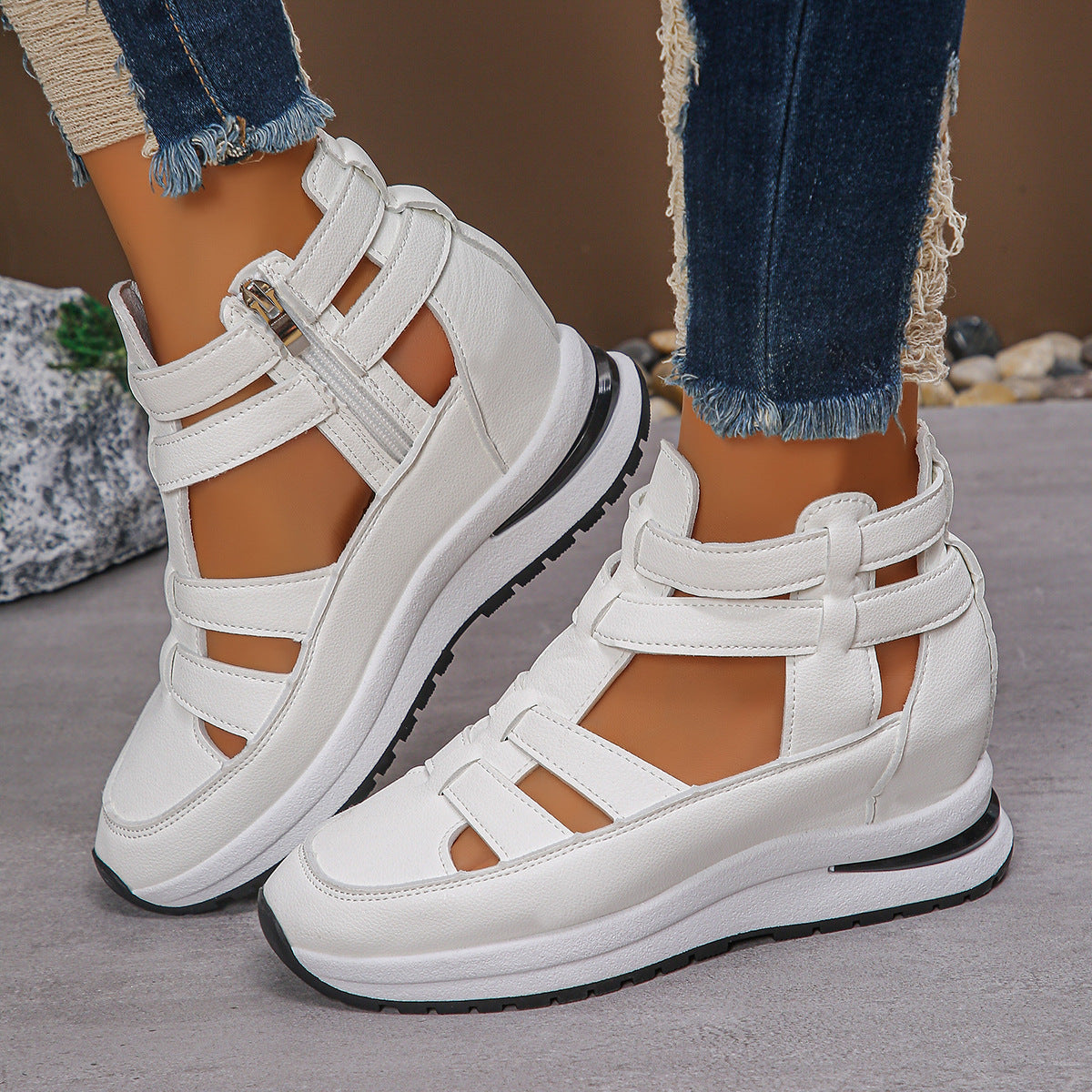 Women's Close-Toed Hollow-Out Platform Sandals