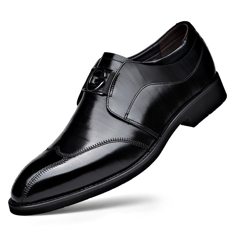 Men's Casual Business Embroidered Pointed Leather Shoes