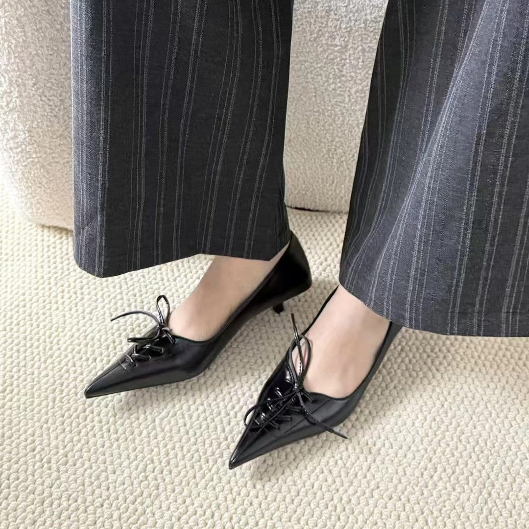 Women's Bow Chunky Heel Pumps