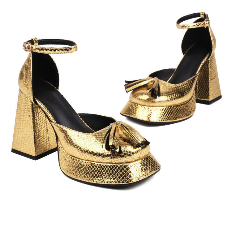 Women's European And American Style Tassel High Heels