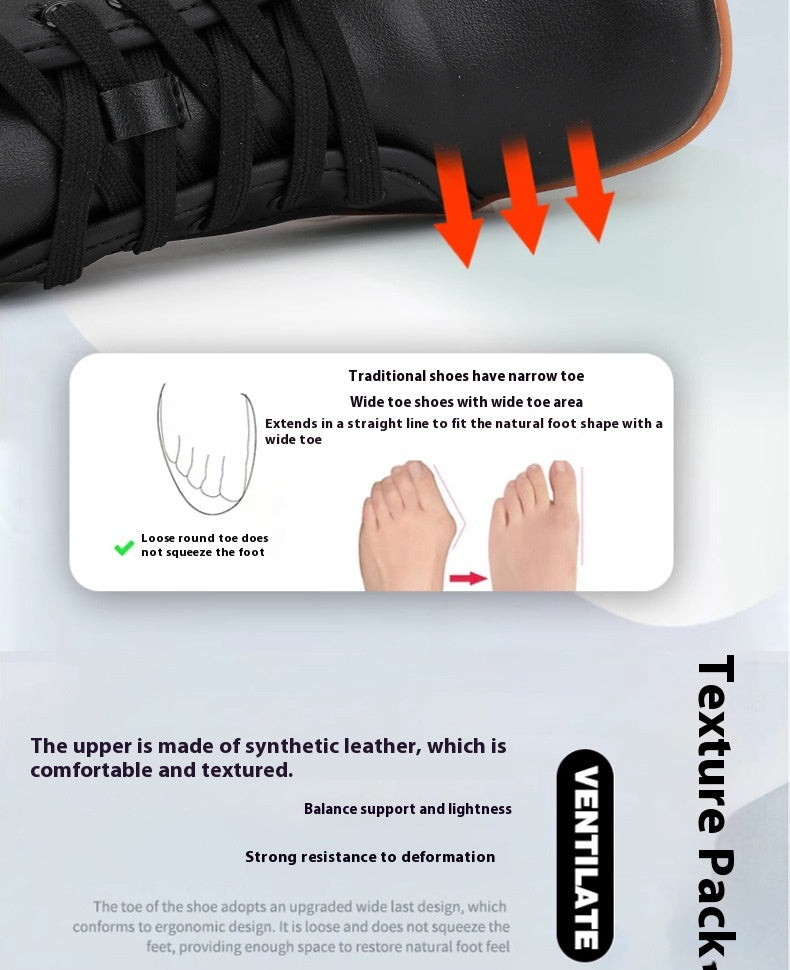 Wide Toe Synthetic Leather Flats