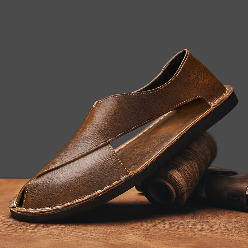 Men's Genuine Leather Breathable Beach Sandals