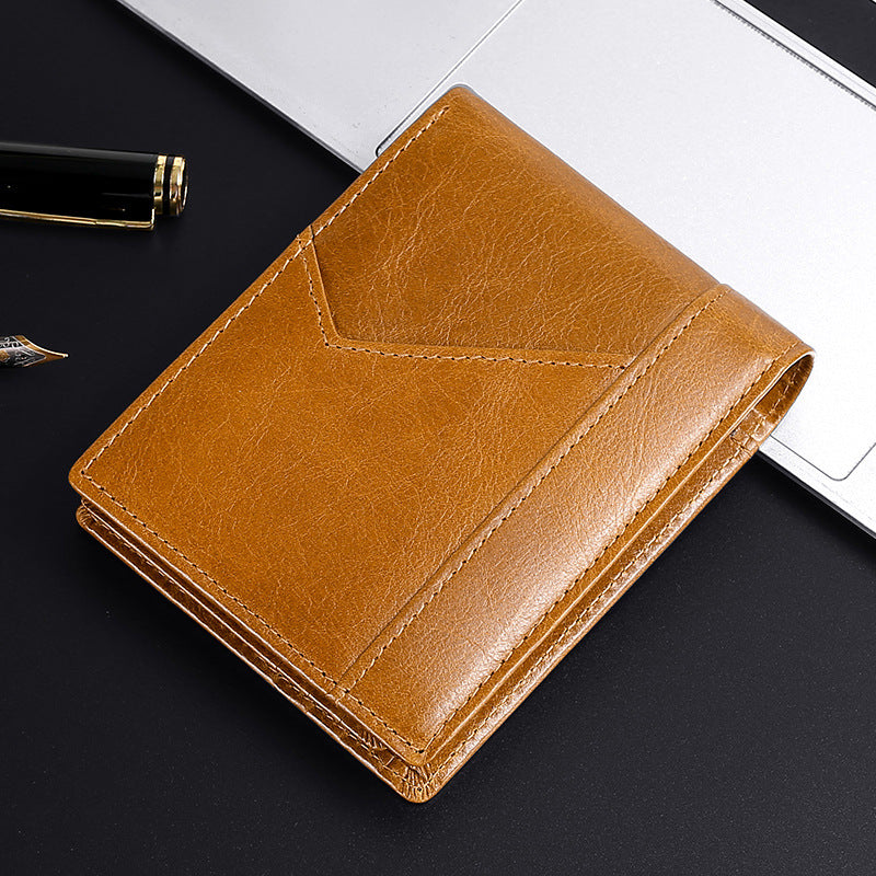 Men's Retro Oil Leather RFID Business Wallet