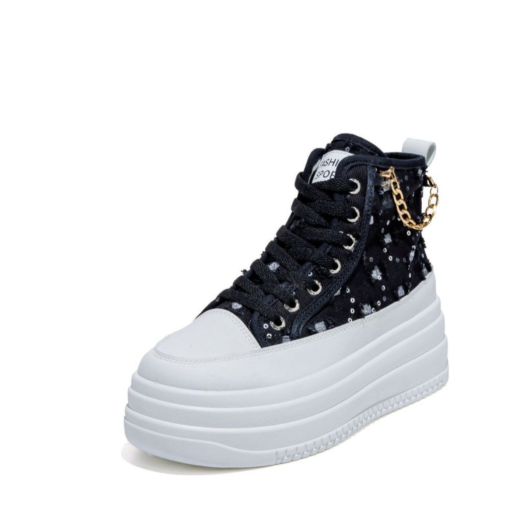 Women's Denim Fashion Casual Chain-Strap Shoes