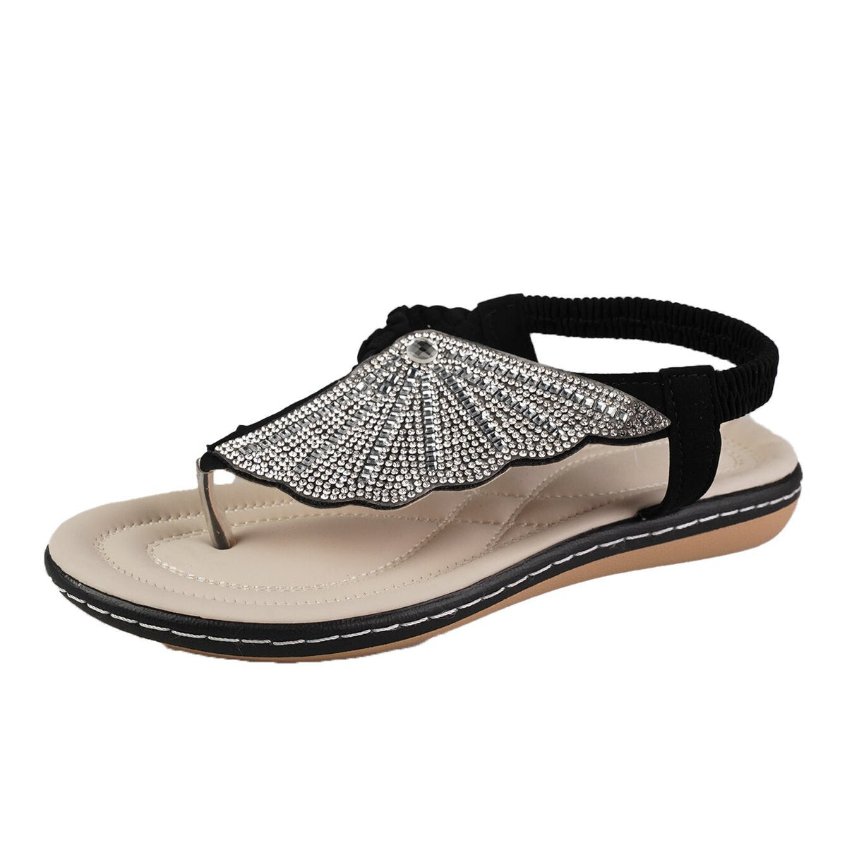 Women's Rhinestone Shell Flip-Flop Sandals