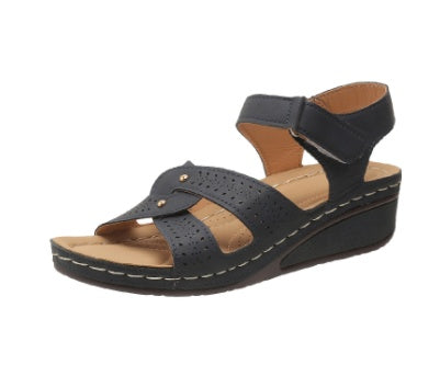 Women's Retro Casual Flower Line Shaped Slope Heel Sandals