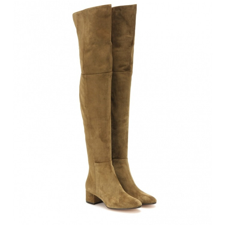 Women's Over-the-Knee Suede Block Heel Boots