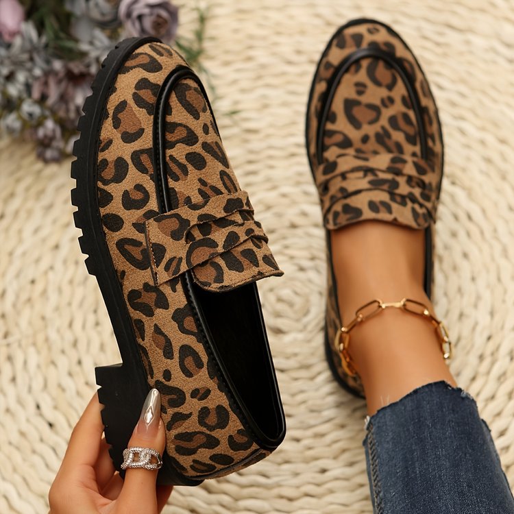 Leopard Print Lug Sole Flats