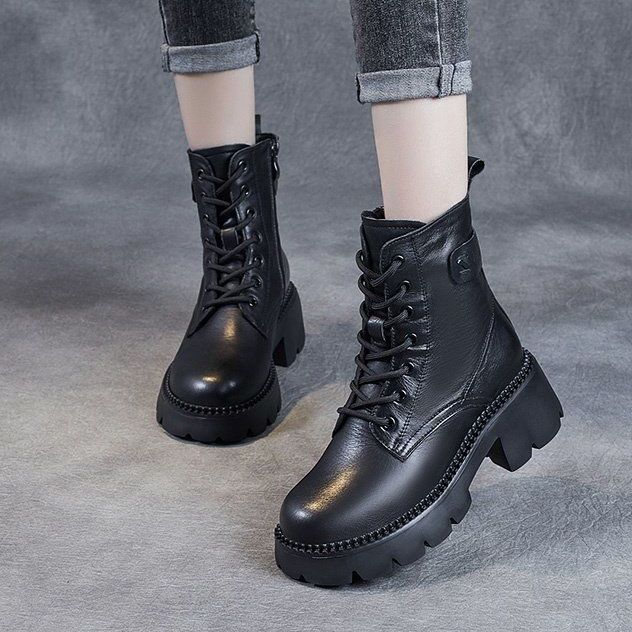 Women's Fleece-Lined Platform Martin Boots