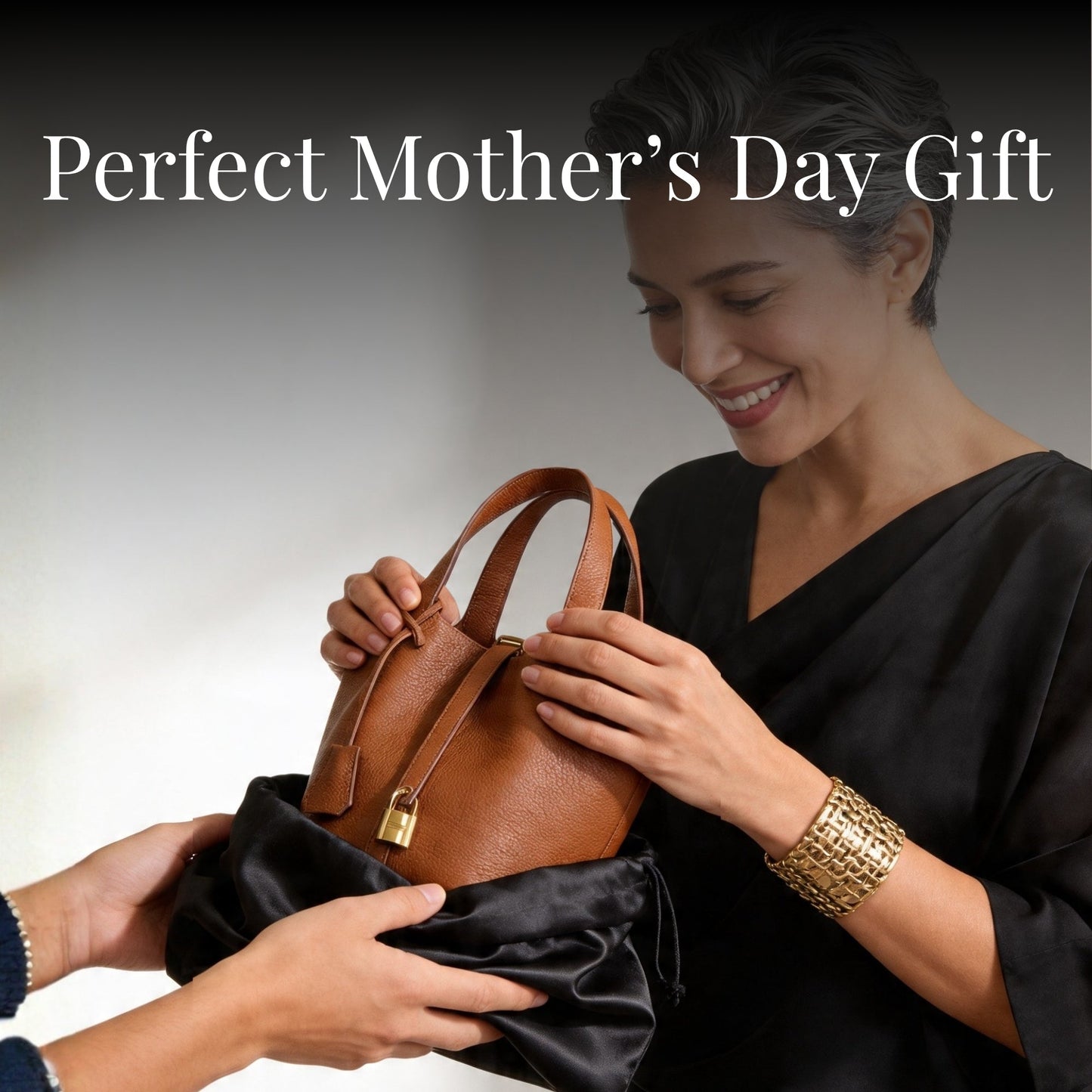 Leather Bucket Bag with Drawstring Pouch – Leather Satchel, Everyday Handbag with Mini Lock Design