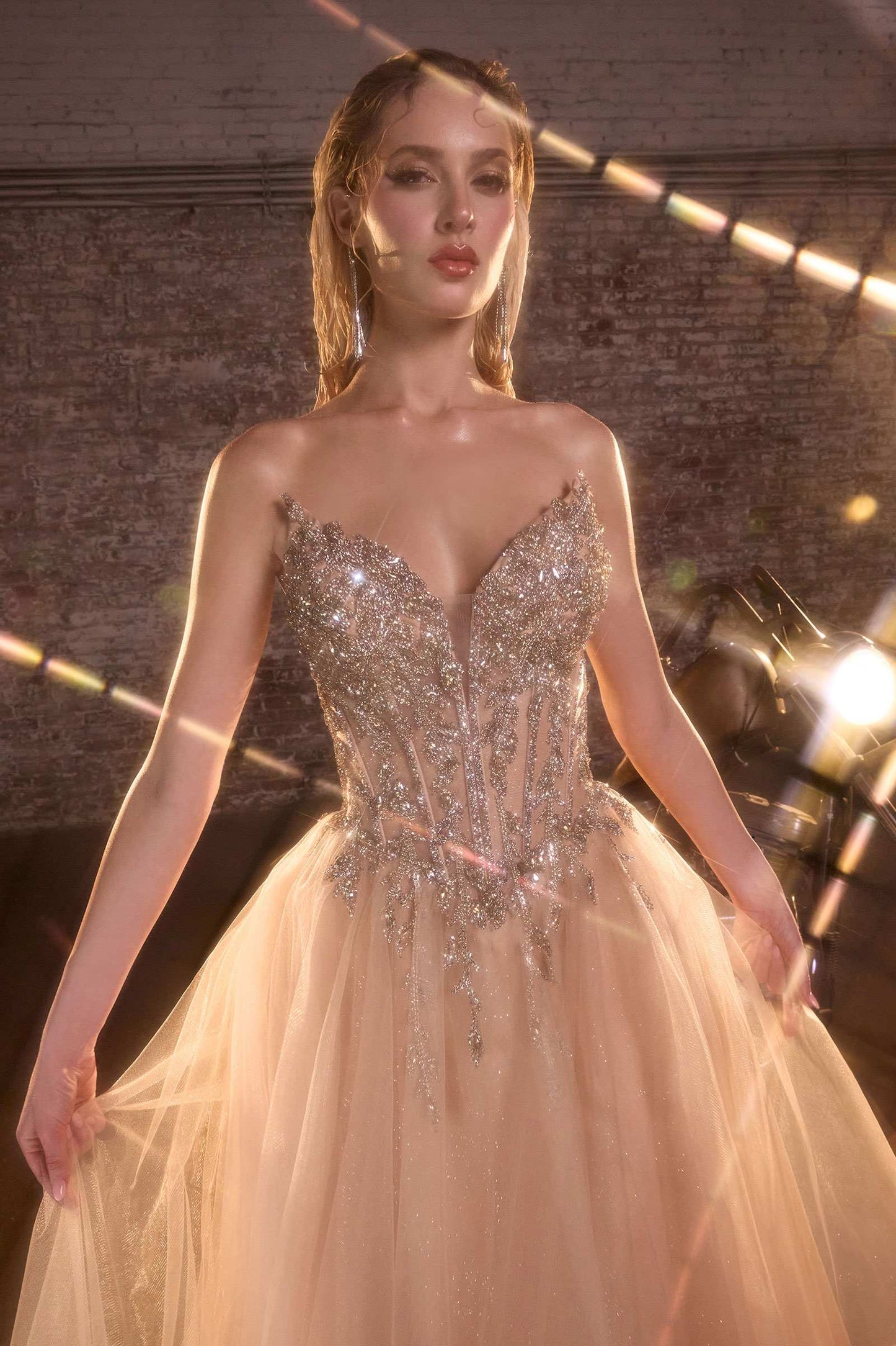 Ladivine CD721 Strapless A-Line Sweetheart Corset Bodice Formal Dress