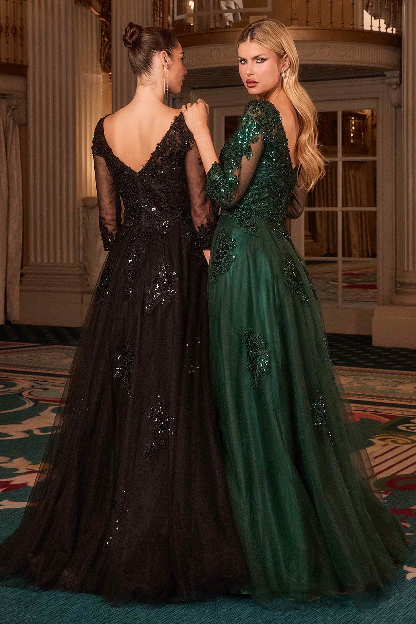 CLEARANCE - Ladivine J883 Mocha Gold A-Line Ball Gown (Size 16)