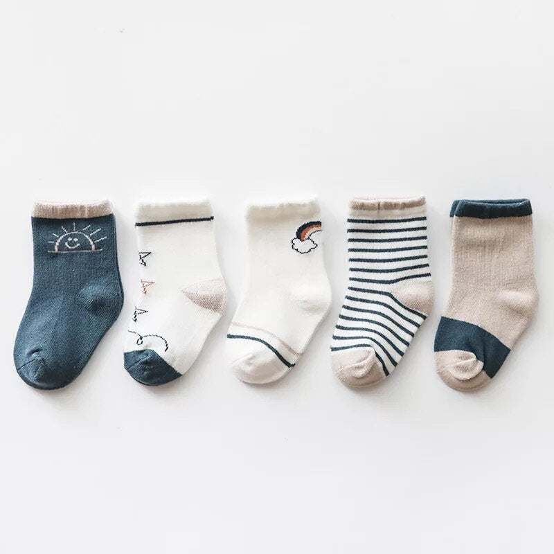 Organic Cotton Socks for Toddlers | 5-Pack Fun Kids’ Socks | Sunset