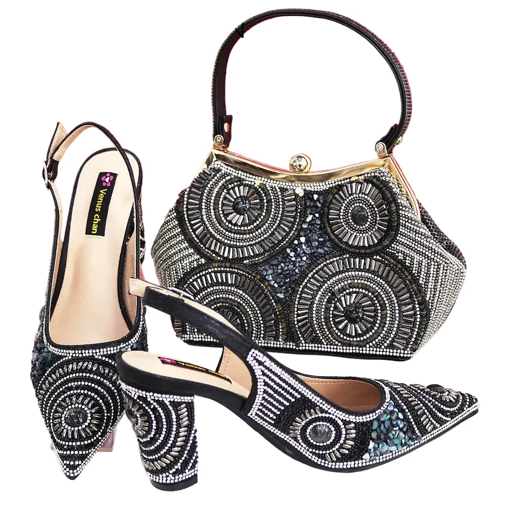 Popularity Italian Women's Pointed Shoes And Bag Set GFD453