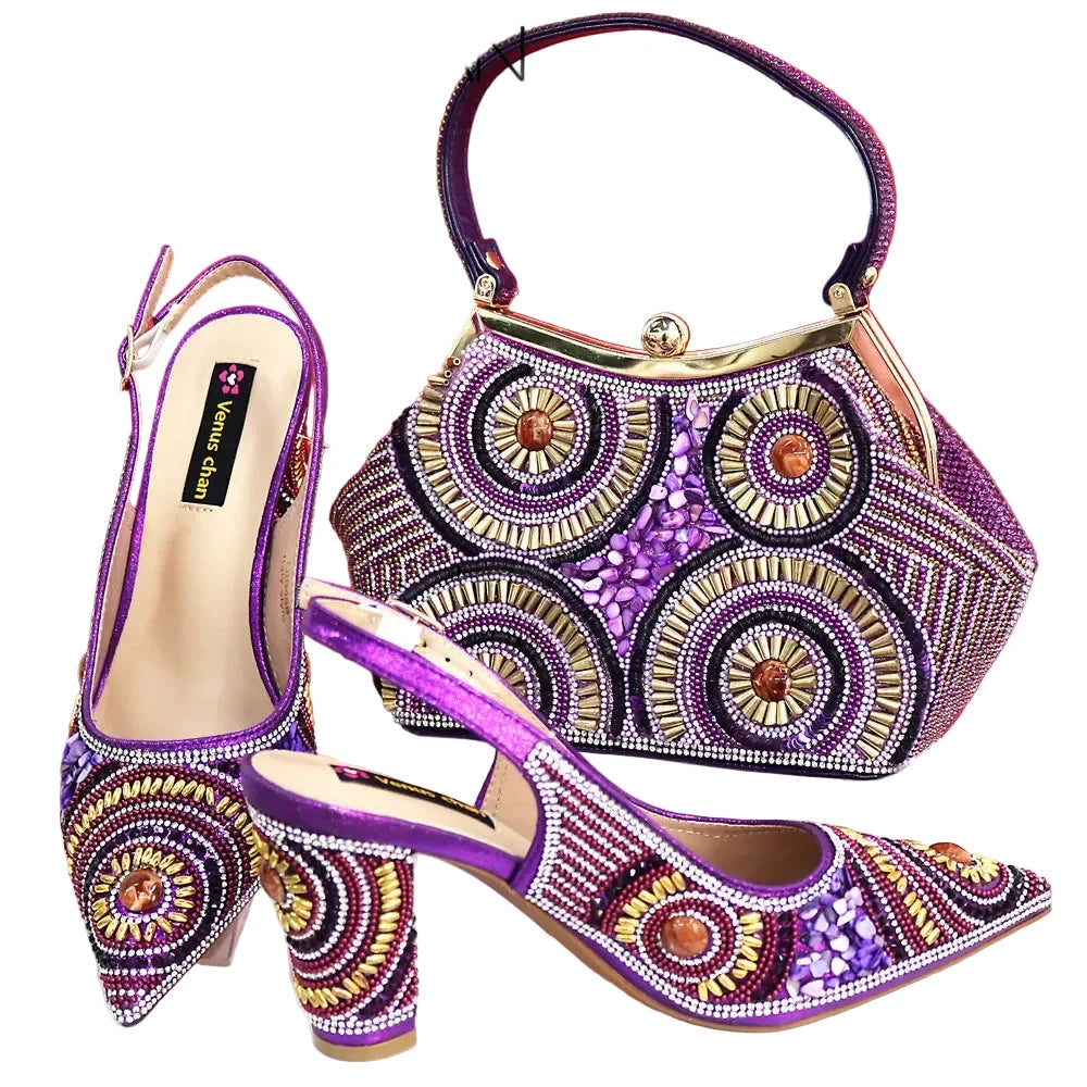Popularity Italian Women's Pointed Shoes And Bag Set GFD453