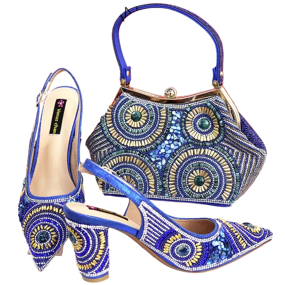 Popularity Italian Women's Pointed Shoes And Bag Set GFD453