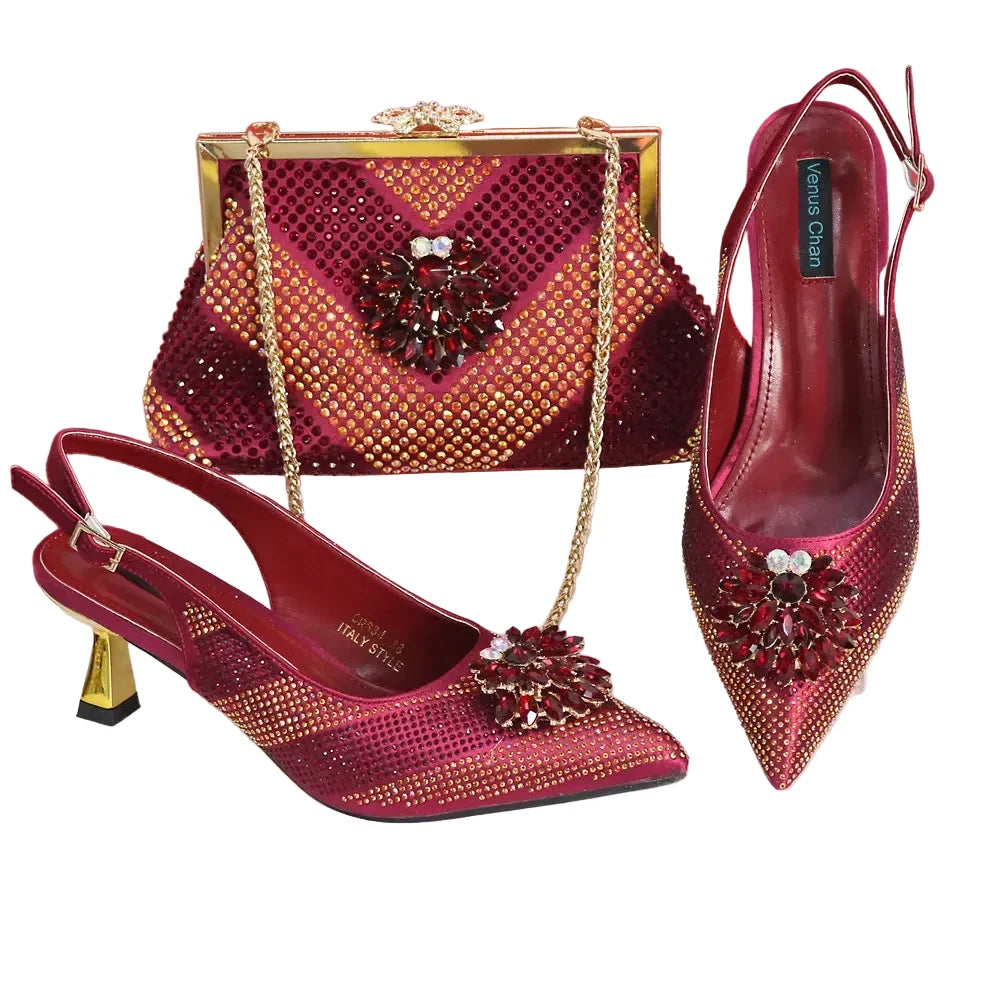 New Rhinestone Shoe & Bag Set HGT321