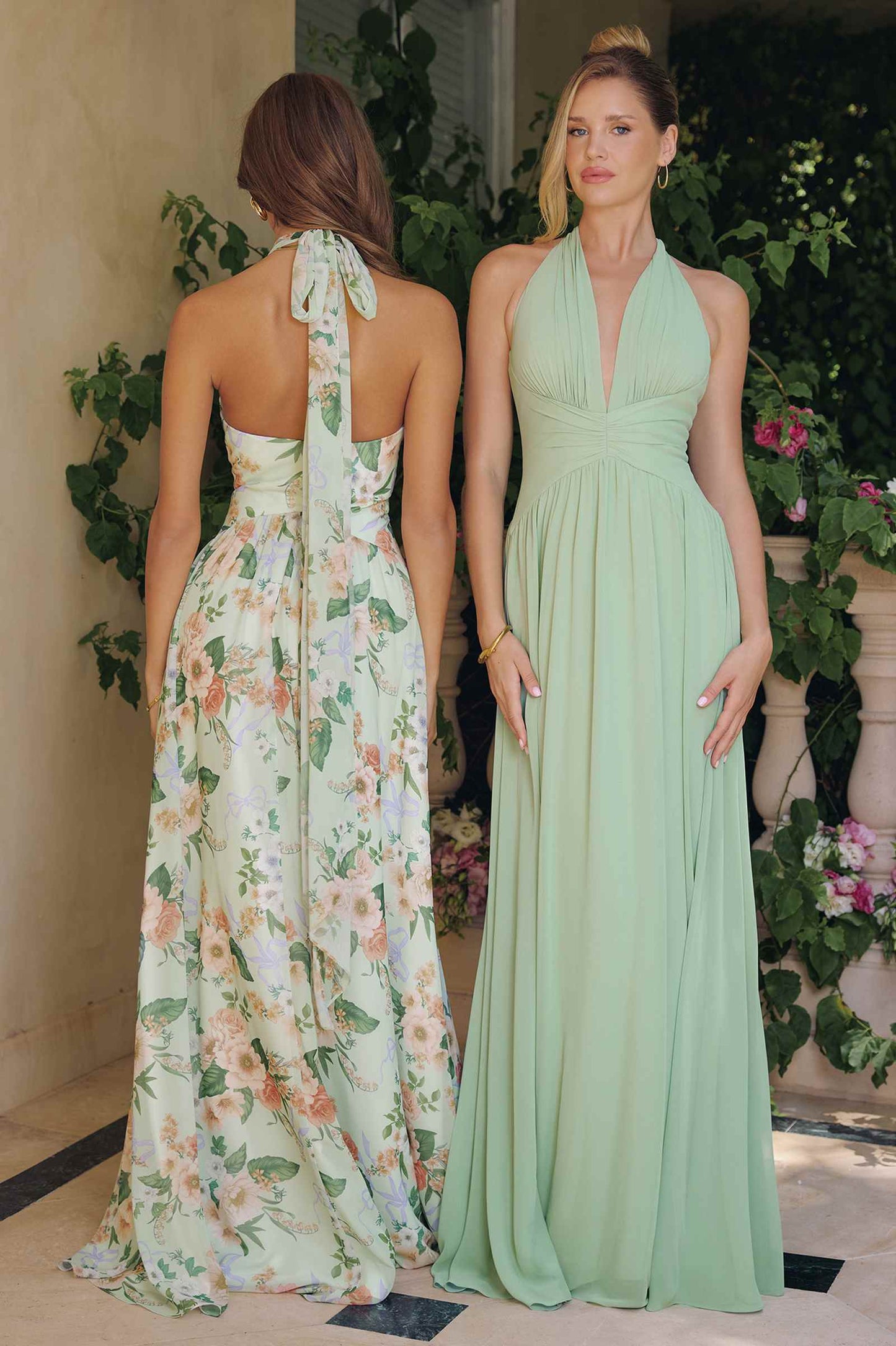 Amoris T715 Halter Neck Chiffon A-Line Gown