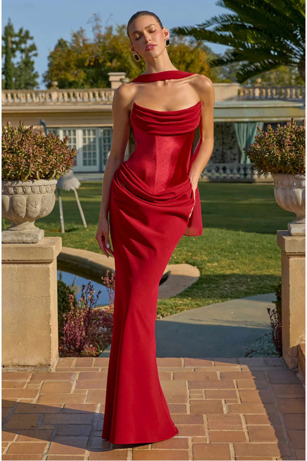 Amoris T732 Strapless Fitted Column Semi-Formal Gown