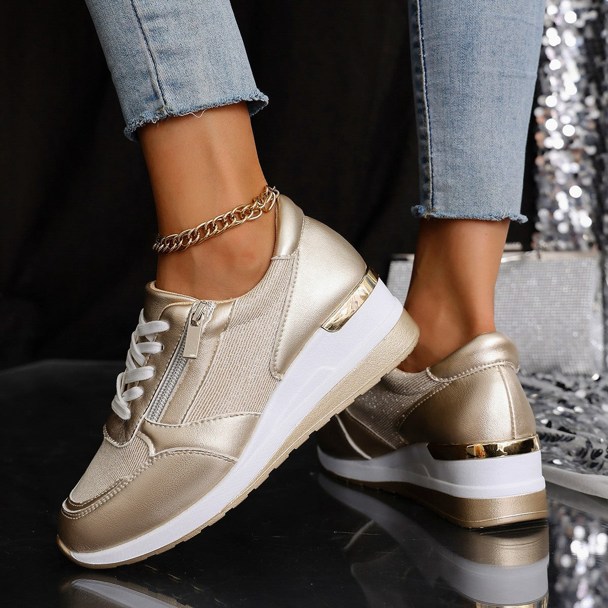 Women's Lace-Up Casual Fashion Sneakers