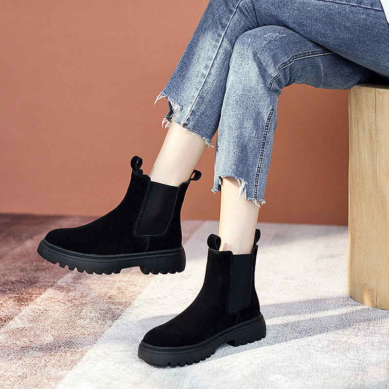 Women's British Style Frosted Leather Martin Boots