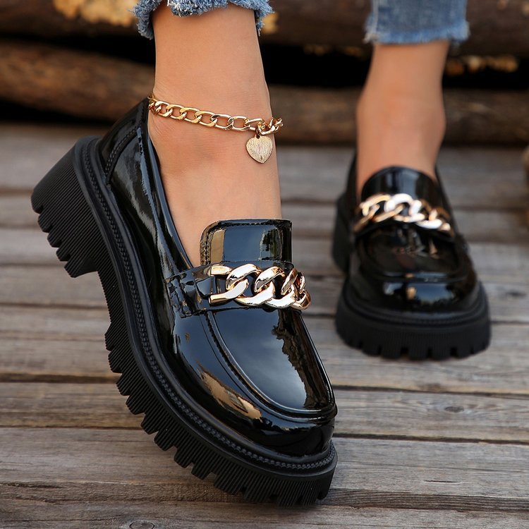 Women's Shallow Mouth Round Head Slip-on Thick Bottom Shoes