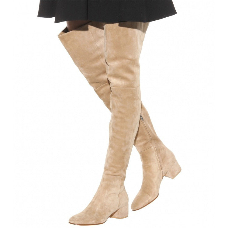 Women's Over-the-Knee Suede Block Heel Boots