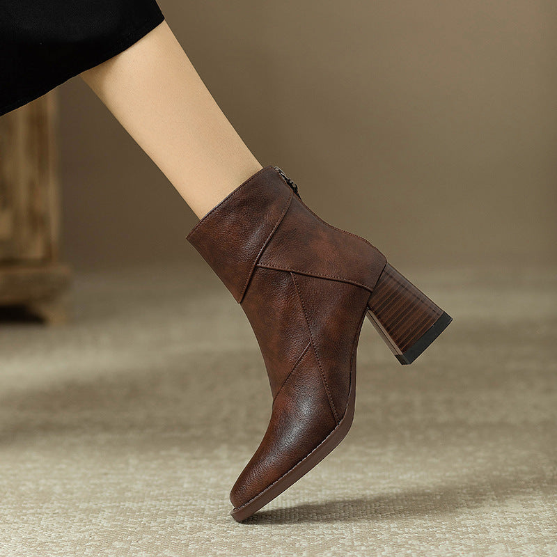 Women's Retro Chunky Heel Ankle Boots