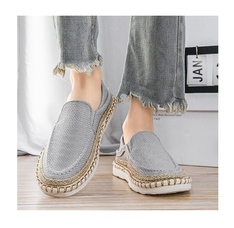 Men's Straw Fisherman Breathable Slip-On Casual Flats