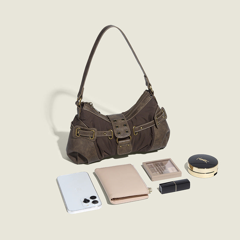 Retro Rivet Baguette Travel Bag