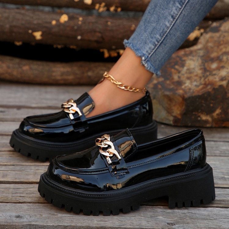 Women's Shallow Mouth Round Head Slip-on Thick Bottom Shoes