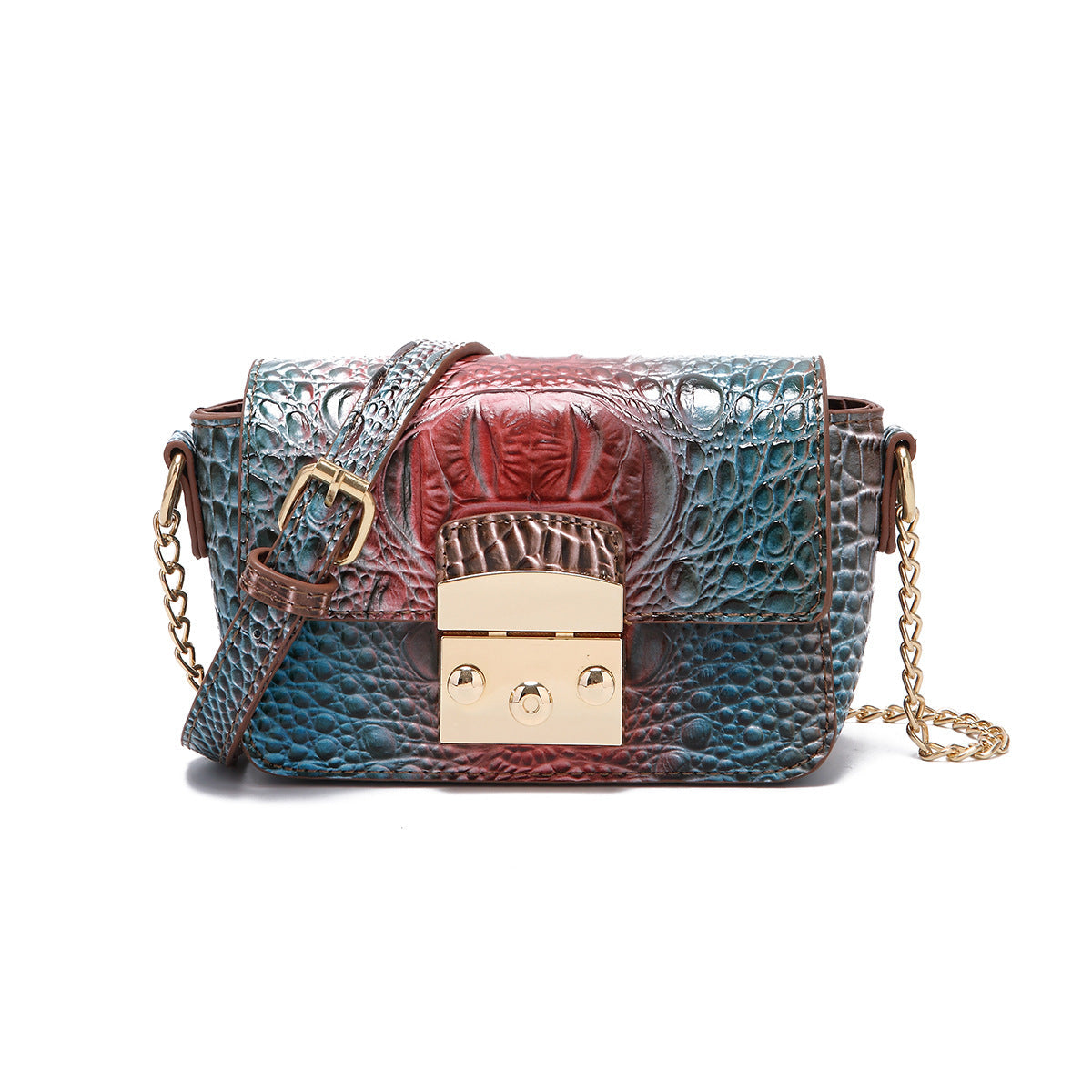 Women's Retro Crocodile-Embossed Crossbody Bag