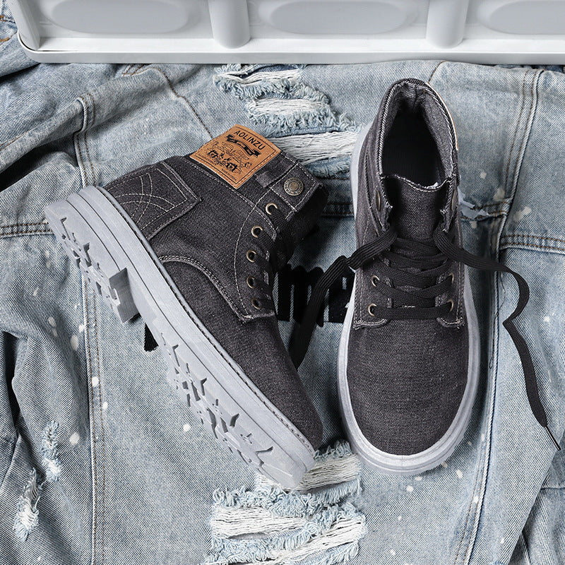 Denim High-Top Casual Boots