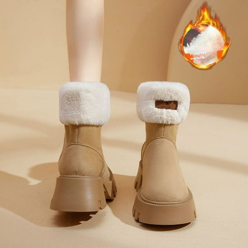 Women's Fleece-Lined Platform Cotton Shoes