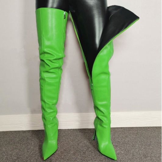 Pointed-Toe Stiletto High-Heel Over-the-Knee Boots