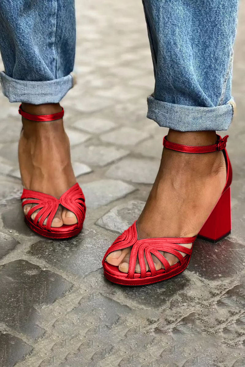 Women's High-Heel Fashion Peep Toe Buckle Sandals