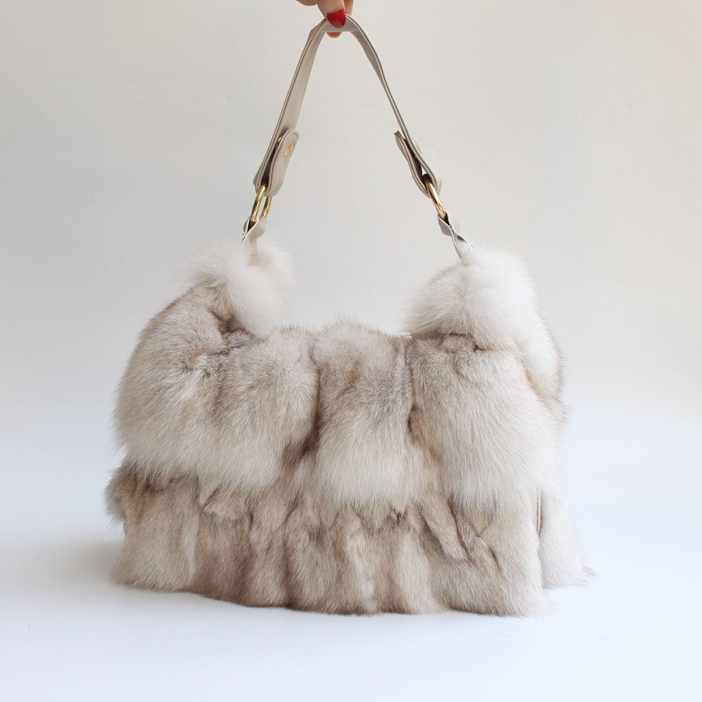 Women's Fur Fox Hair Single Shoulder Travel Bag