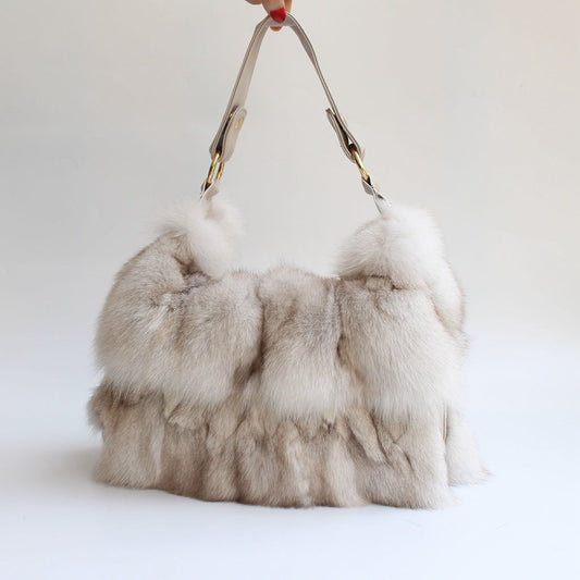 Women's Fur Fox Hair Single Shoulder Travel Bag