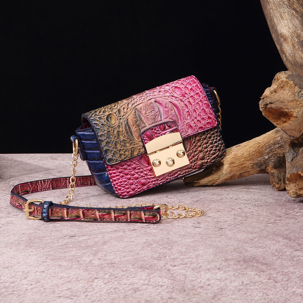 Women's Retro Crocodile-Embossed Crossbody Bag