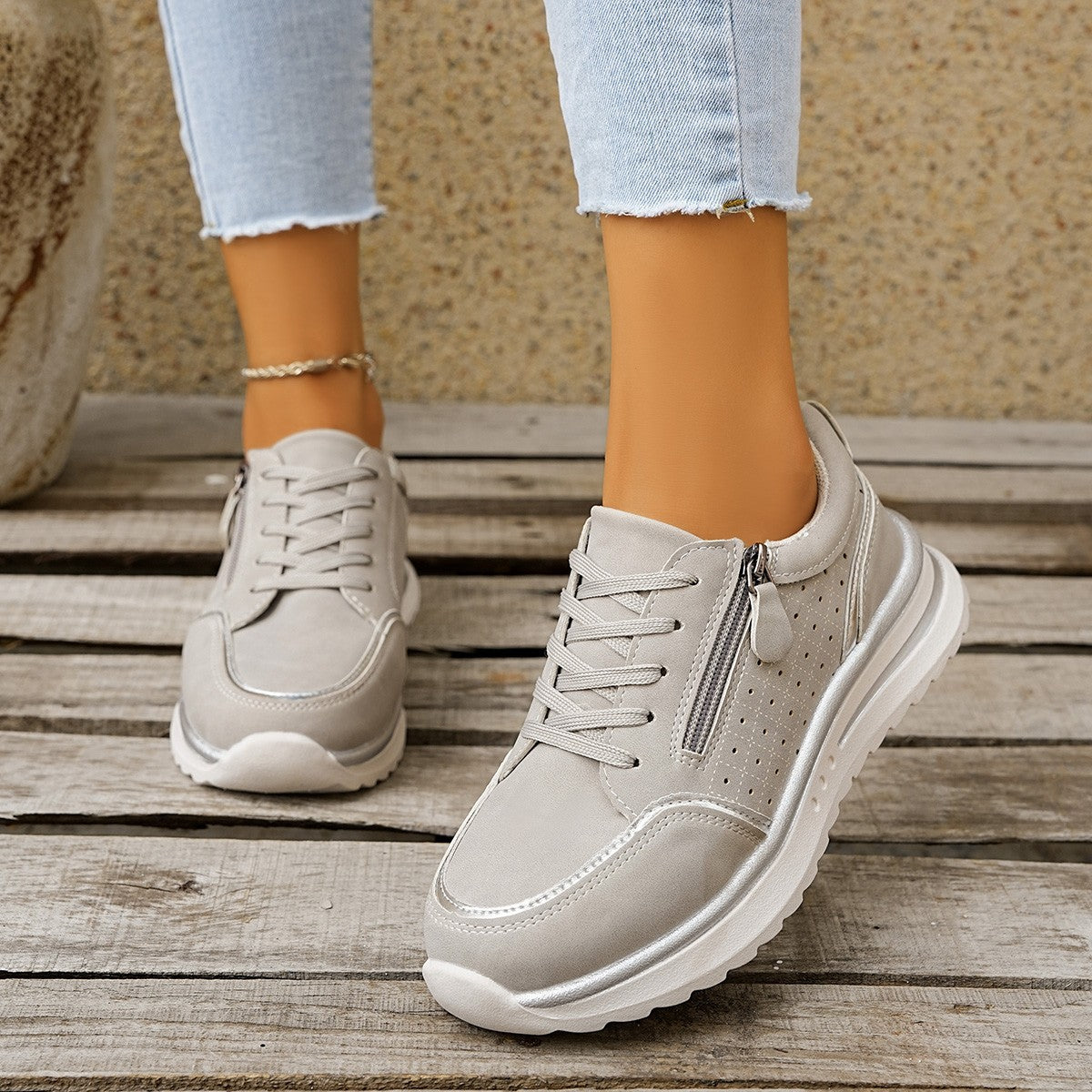 Women's Side-Zip Breathable Sneakers